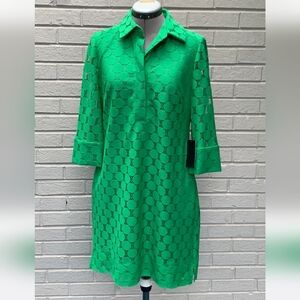 Adrianna Papell Green Eyelet Midi Dress